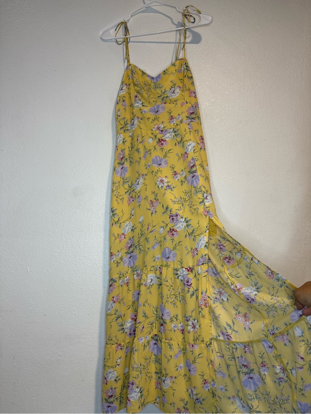 Abercrombie & Fitch Yellow Floral Tie-Shoulder Maxi Dress - Picture 3 of 4